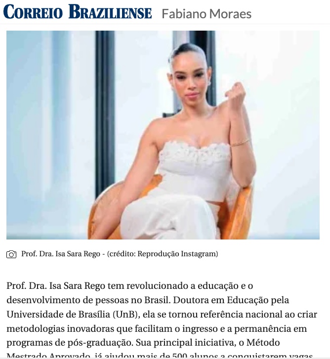 Matéria sobre a Dra. Isa Sara Rego no Correio Braziliense